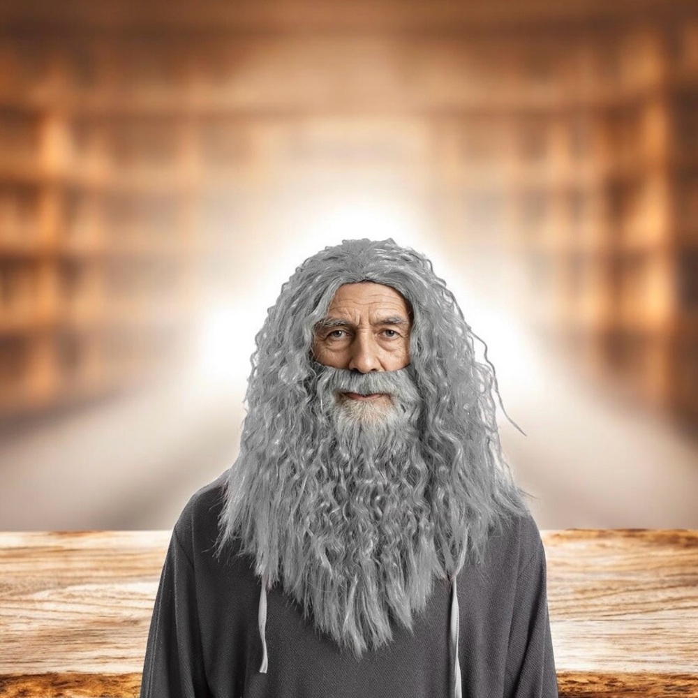 Spooktacular Creations Halloween Grey Wizard Wig & Beard for Men Adults Cosplay - Picture 5 of 16